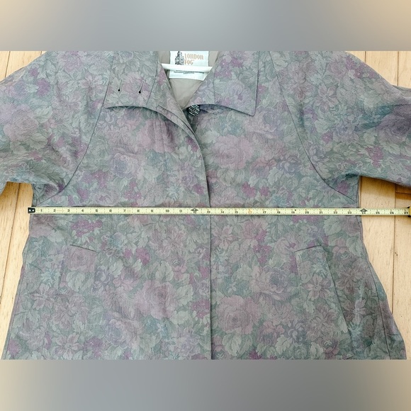 Vintage London Fog-Floral Trench Coat Woven by Wamsutta -Muted Purple/Green- 10P - Picture 14 of 15